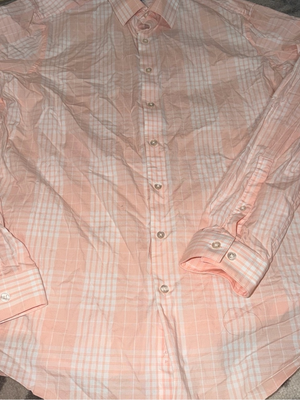Men’s pink plaid dress shirt sz XL
